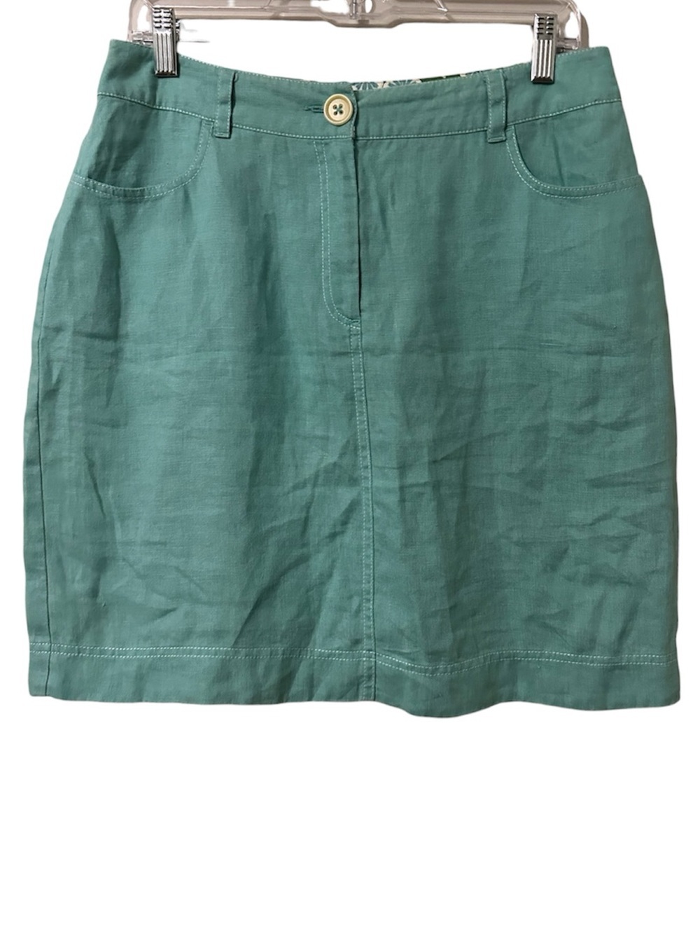 Boden Teal Blue Linen Skirt